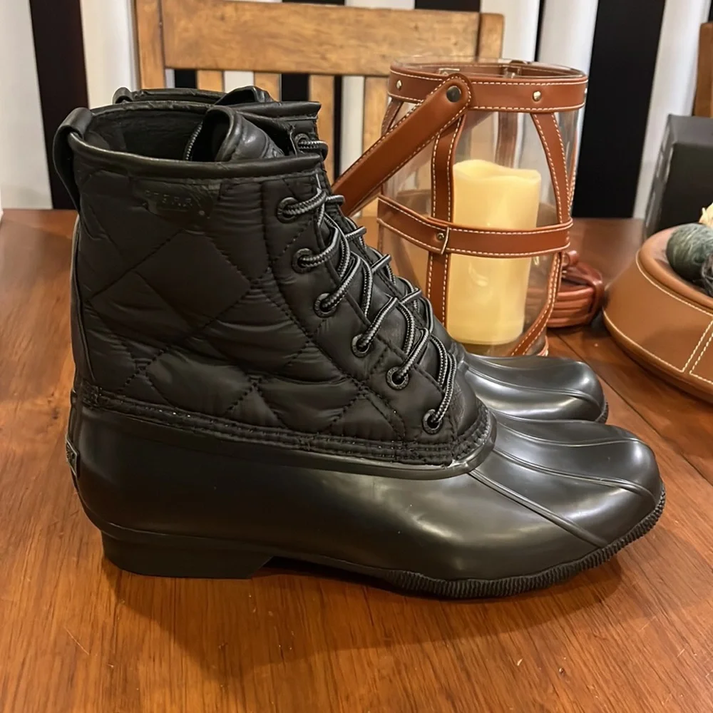 Sperry Saltwater Duck Nylon Boots black new Mens Size 10